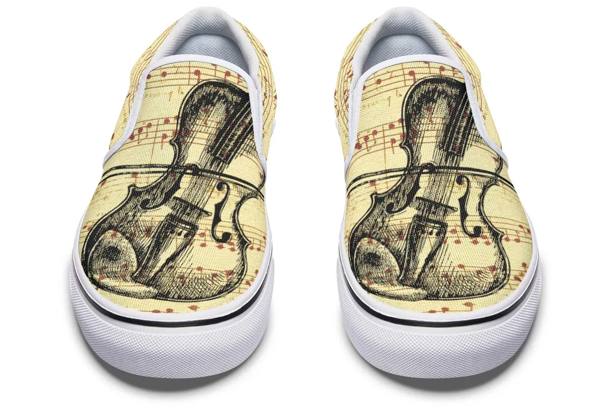 Violin Sketch Slip-On Shoes