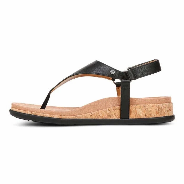 Vionic Kirra II I8691l2001 Slingback Womens 12 Black Leather Thong Sandal FZP194