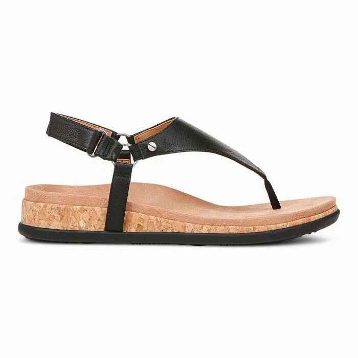 Vionic Kirra II I8691l2001 Slingback Womens 12 Black Leather Thong Sandal FZP194