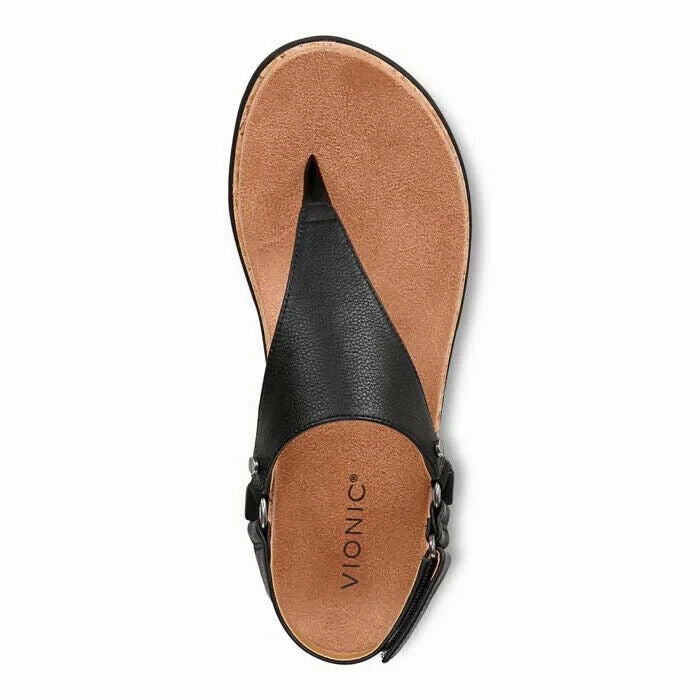 Vionic Kirra II I8691l2001 Slingback Womens 12 Black Leather Thong Sandal FZP194