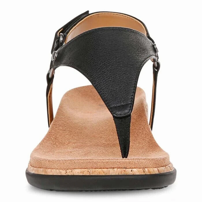 Vionic Kirra II I8691l2001 Slingback Womens 12 Black Leather Thong Sandal FZP194