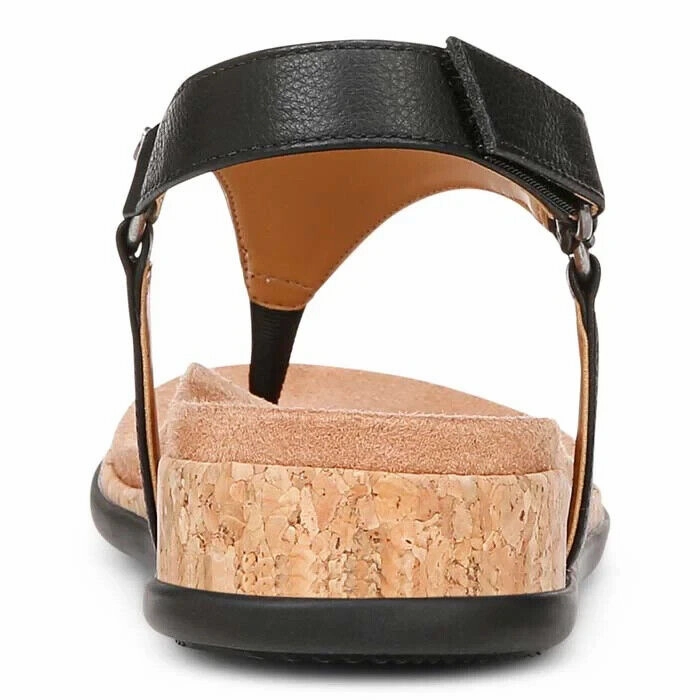 Vionic Kirra II I8691l2001 Slingback Womens 12 Black Leather Thong Sandal FZP194