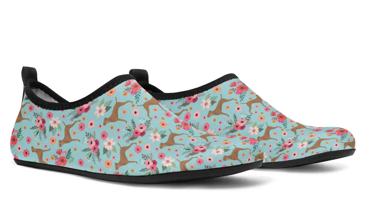 Vizsla Flower Aqua Barefoot Shoes