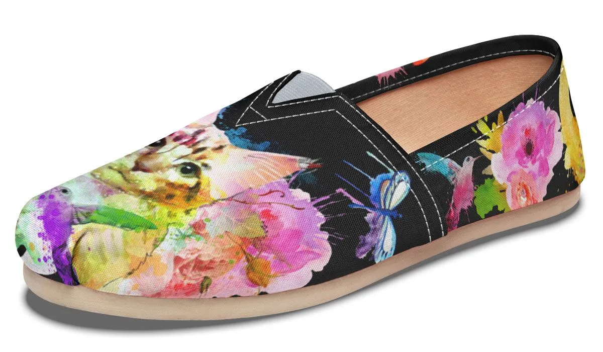 Watercolor Cat Maine Coon Casual Shoes