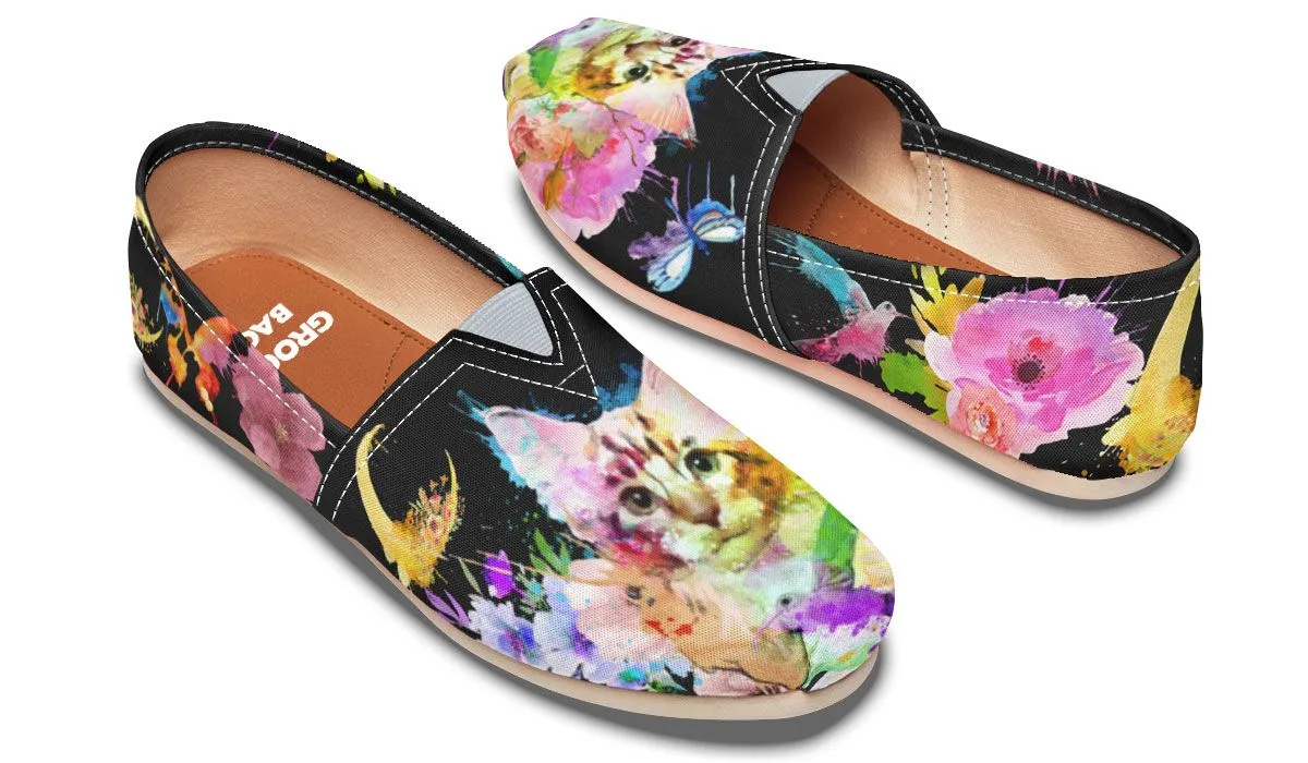 Watercolor Cat Maine Coon Casual Shoes