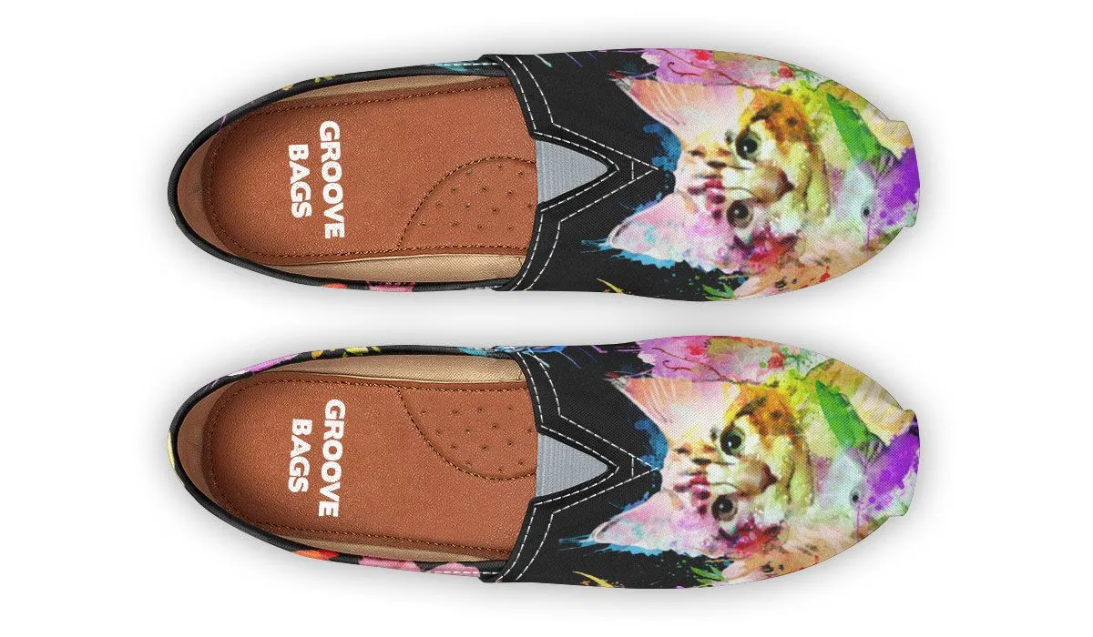 Watercolor Cat Maine Coon Casual Shoes