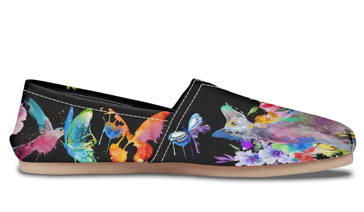 Watercolor Cat Oriental Casual Shoes