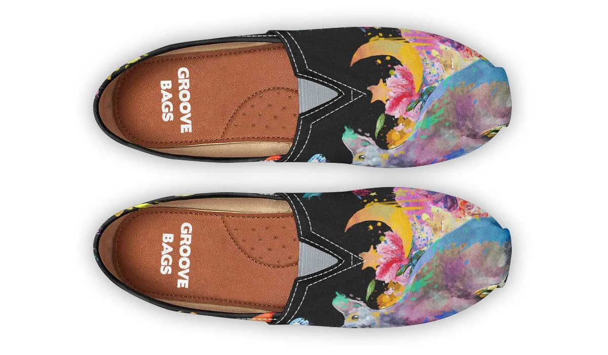 Watercolor Cat Oriental Casual Shoes