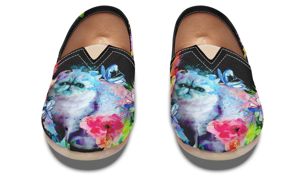 Watercolor Cat Persian Casual Shoes
