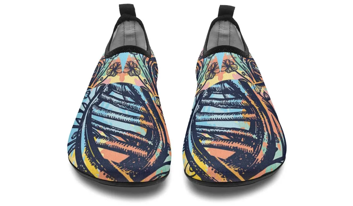 Watercolor DNA Chain Aqua Barefoot Shoes