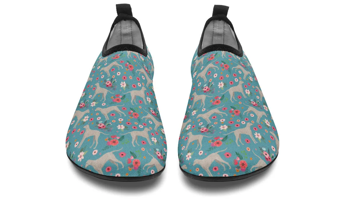Weimaraner Flower Aqua Barefoot Shoes