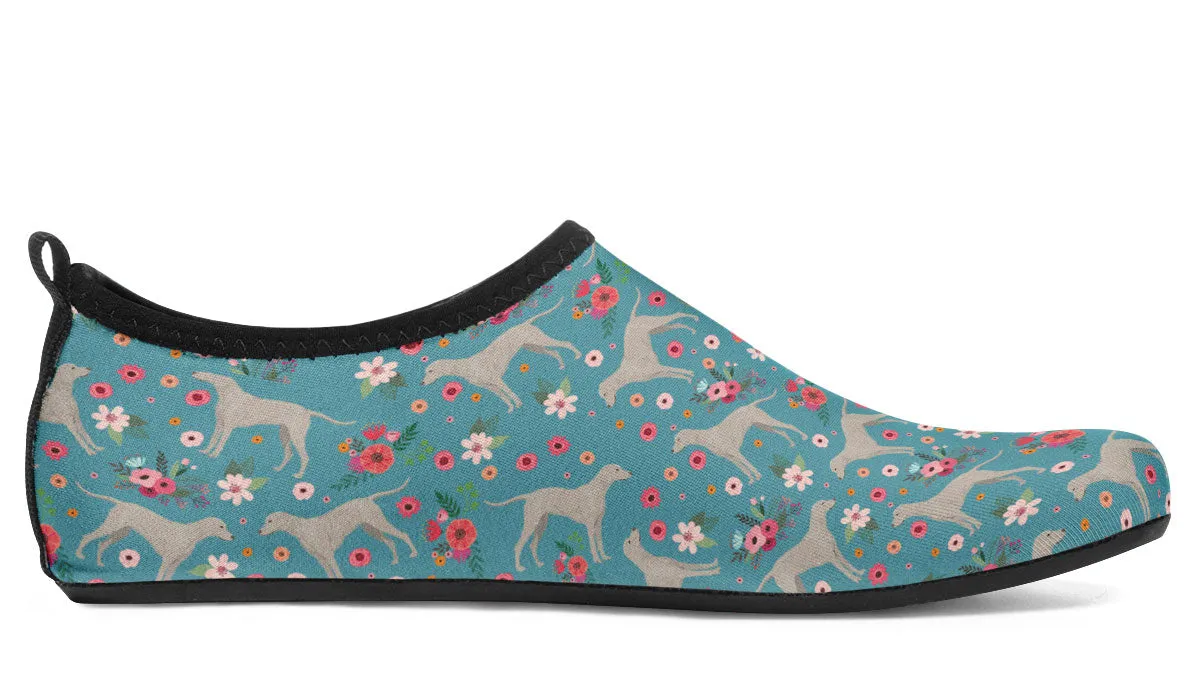 Weimaraner Flower Aqua Barefoot Shoes