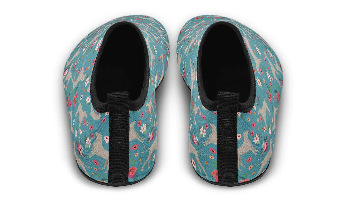 Weimaraner Flower Aqua Barefoot Shoes