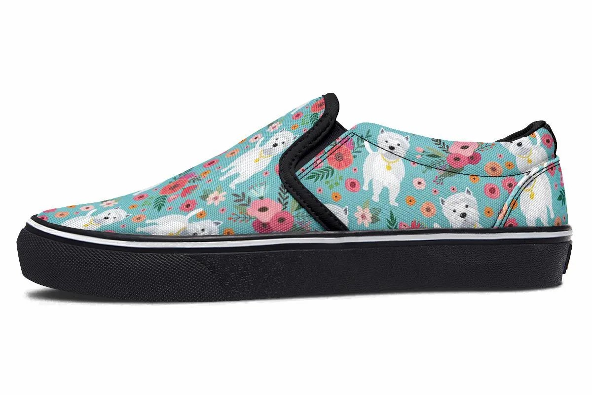 Westie Flower Slip-On Shoes