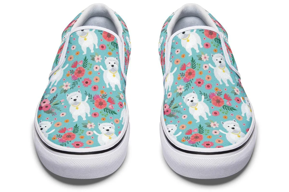 Westie Flower Slip-On Shoes