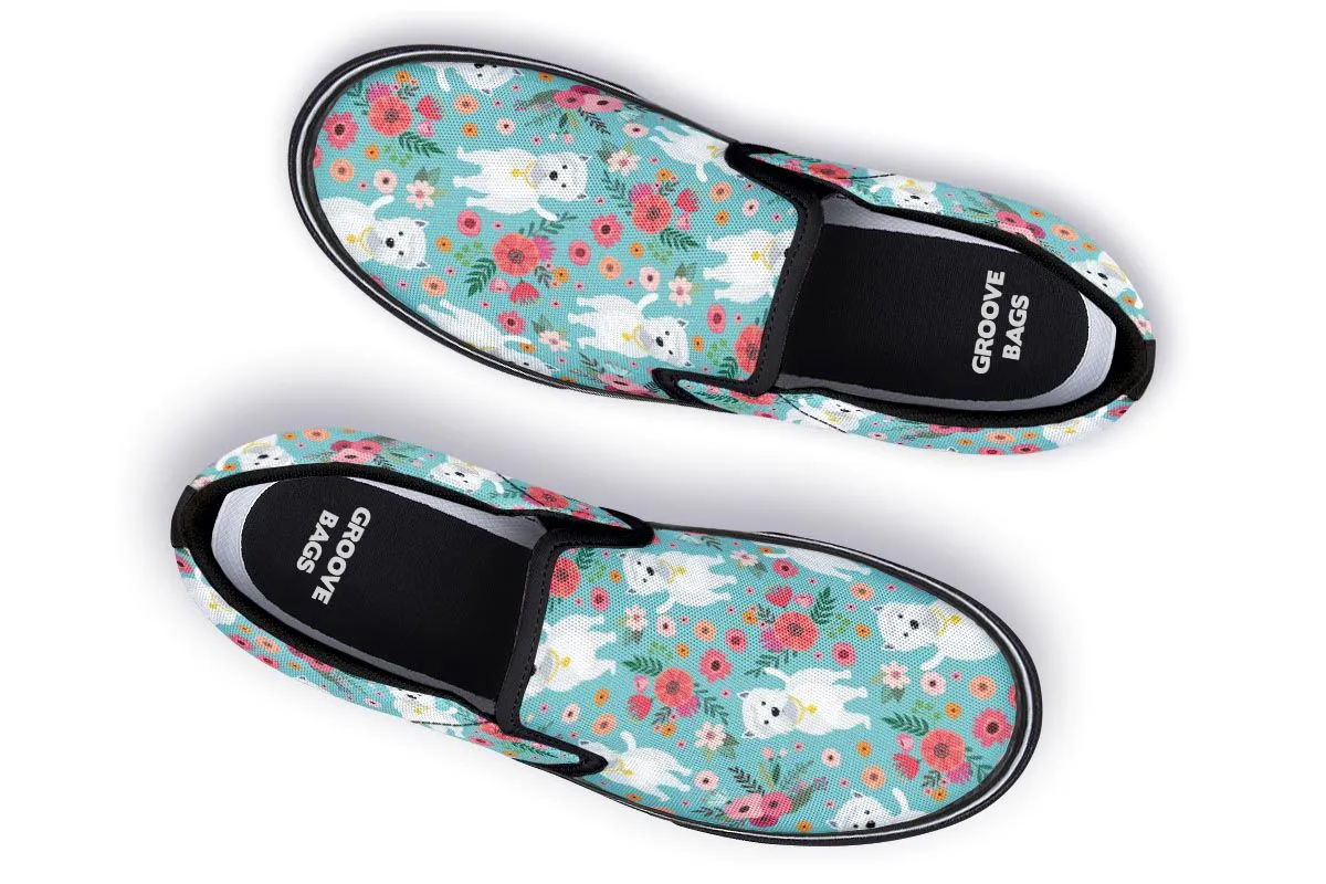 Westie Flower Slip-On Shoes