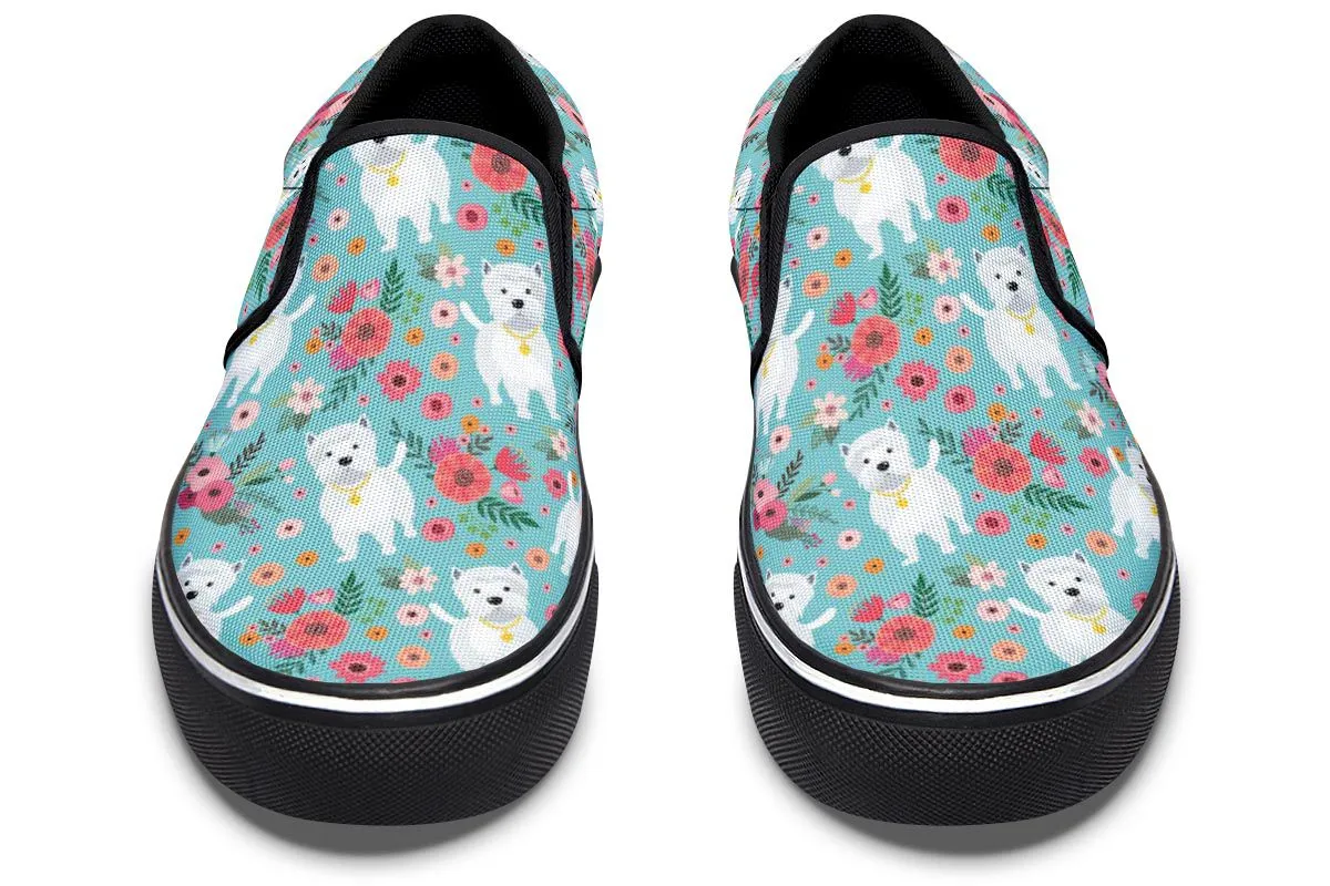 Westie Flower Slip-On Shoes