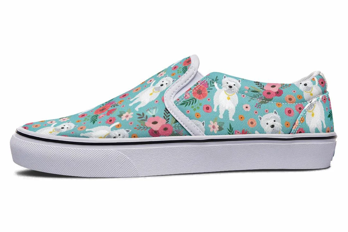 Westie Flower Slip-On Shoes