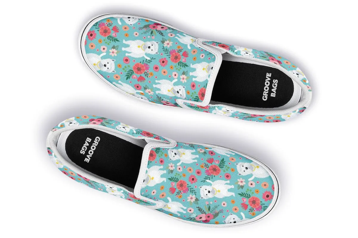 Westie Flower Slip-On Shoes