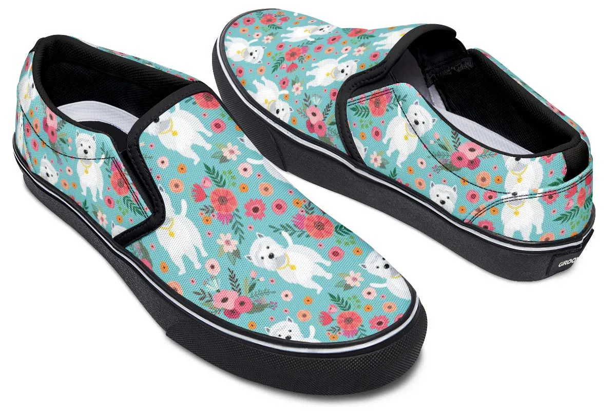 Westie Flower Slip-On Shoes