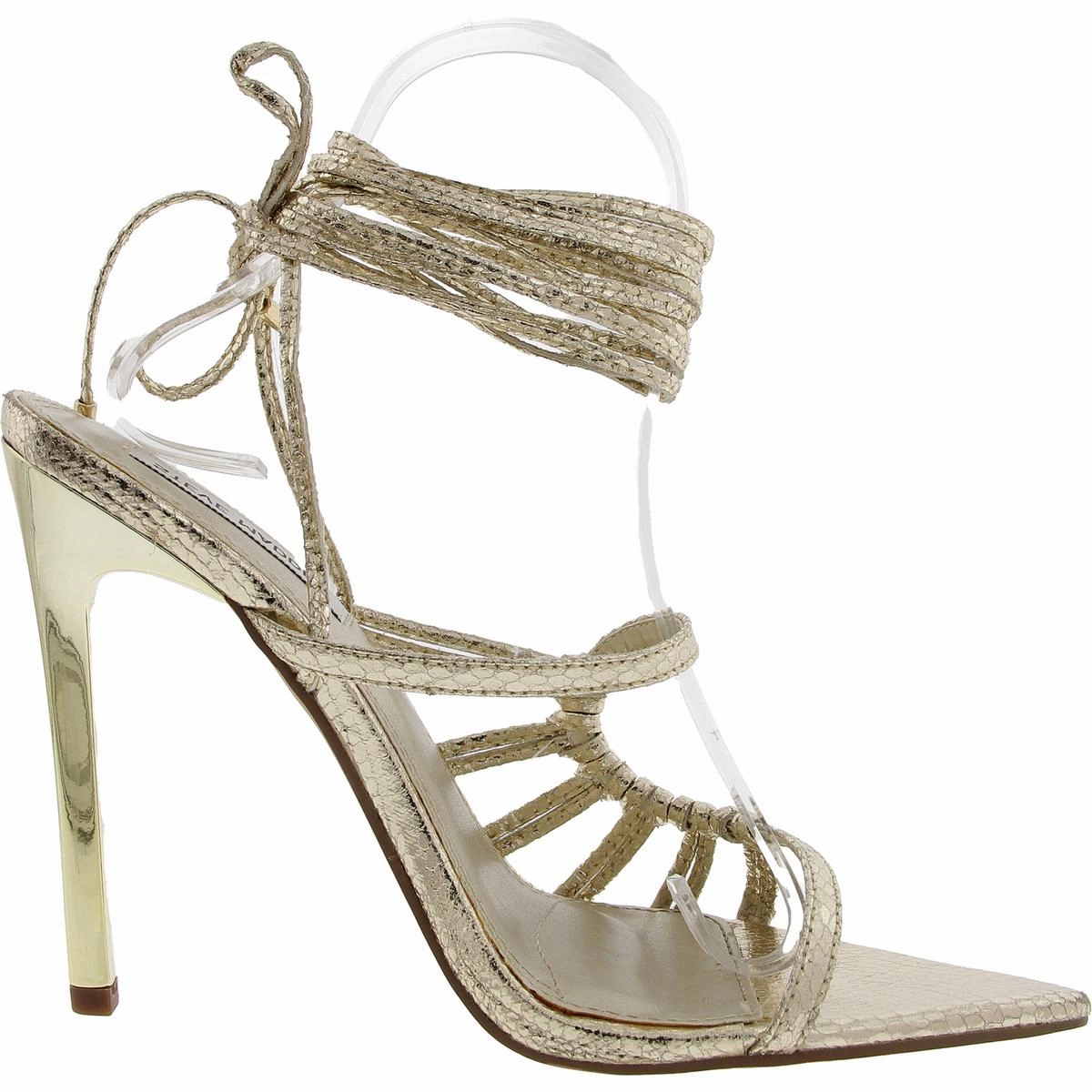 Whitney Womens Metallic Faux Leather Ankle Strap