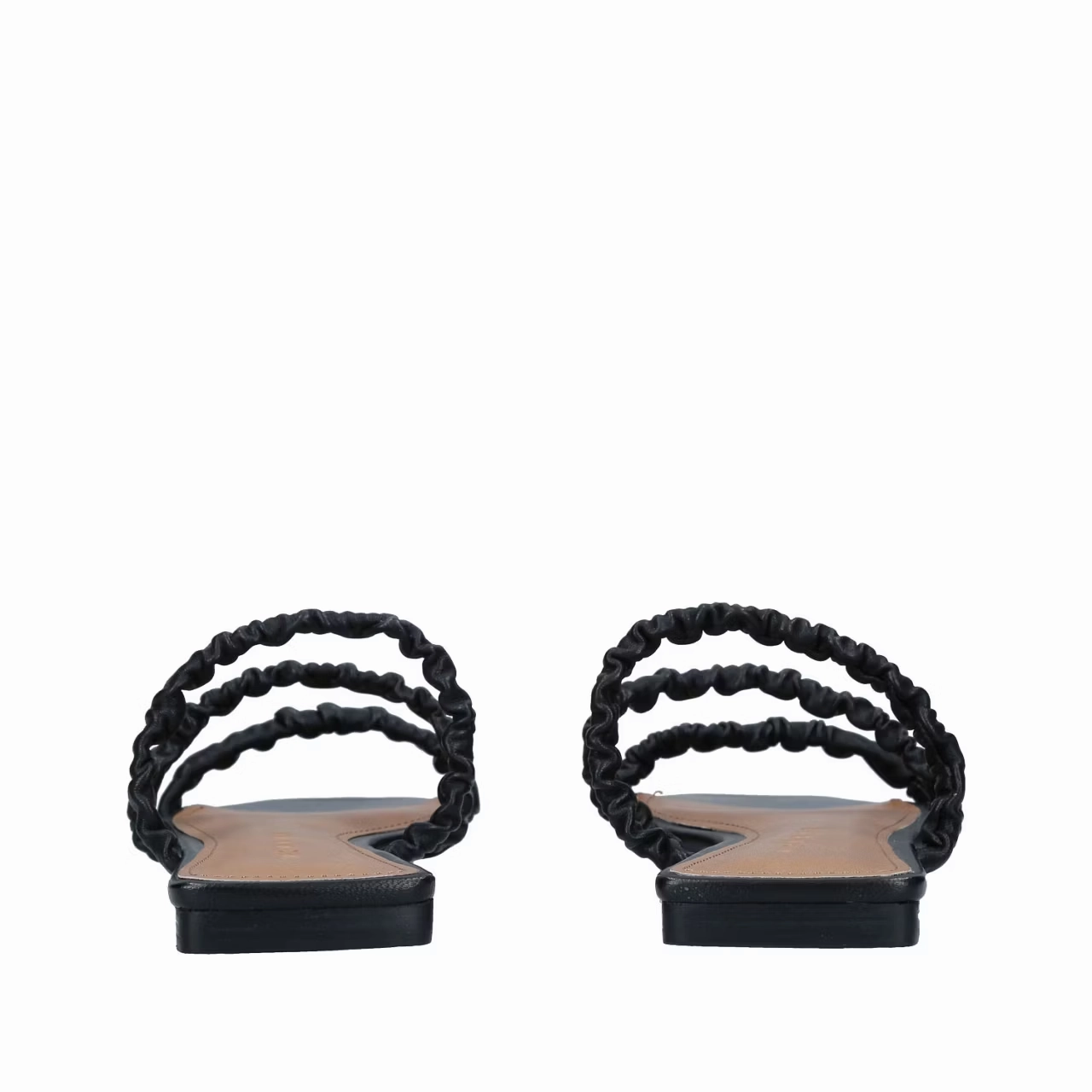 Who What Wear Zela Sandals Women's US 8 Black Leather Square Toe Slip-On KHD730