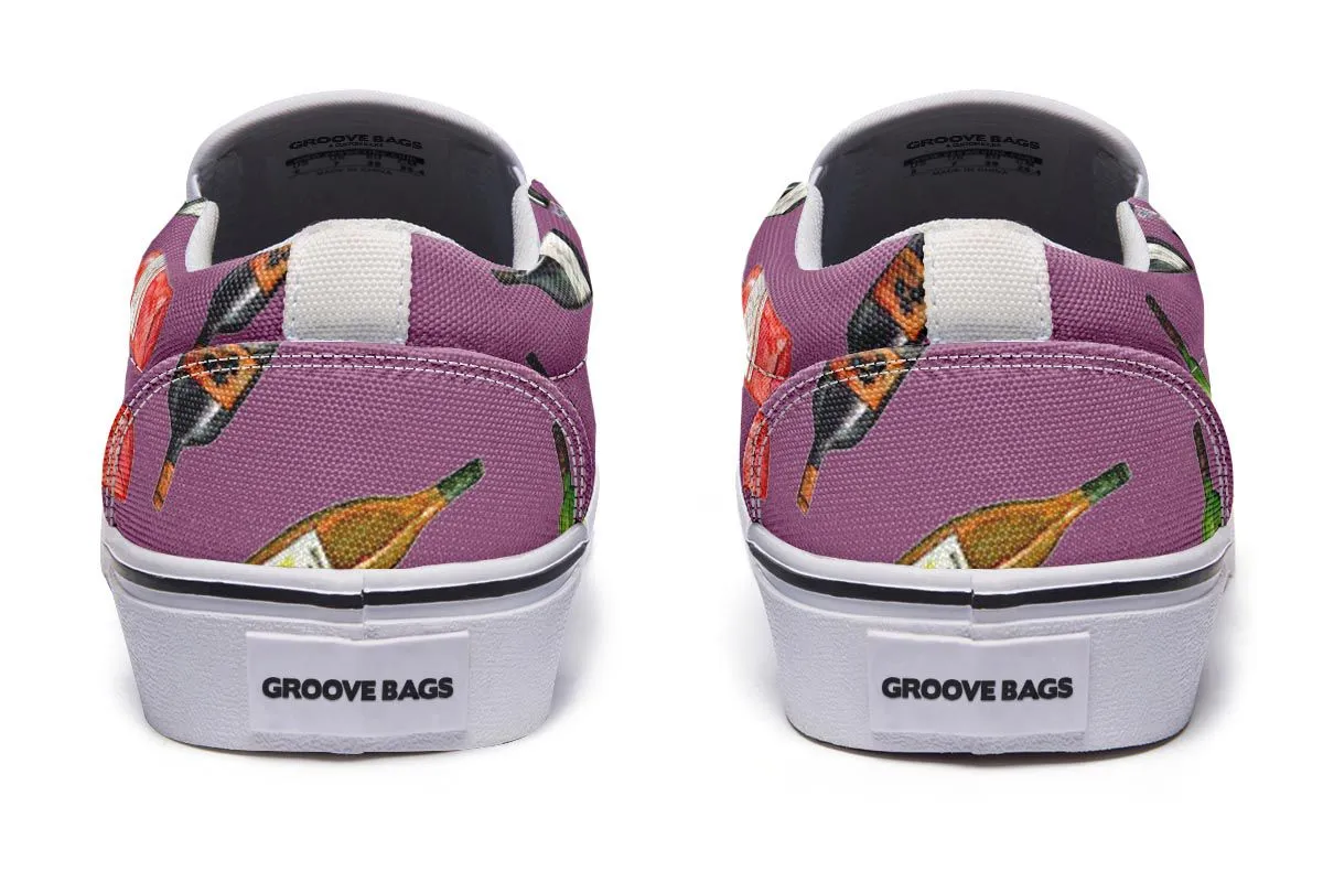 Wine Pattern Slip-On Shoes