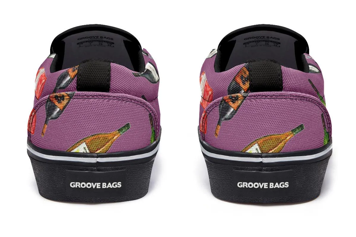 Wine Pattern Slip-On Shoes