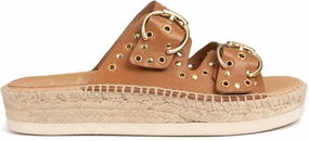 Women's Candy Leather Buckle Sandal In Cuoio Leather (Tan)