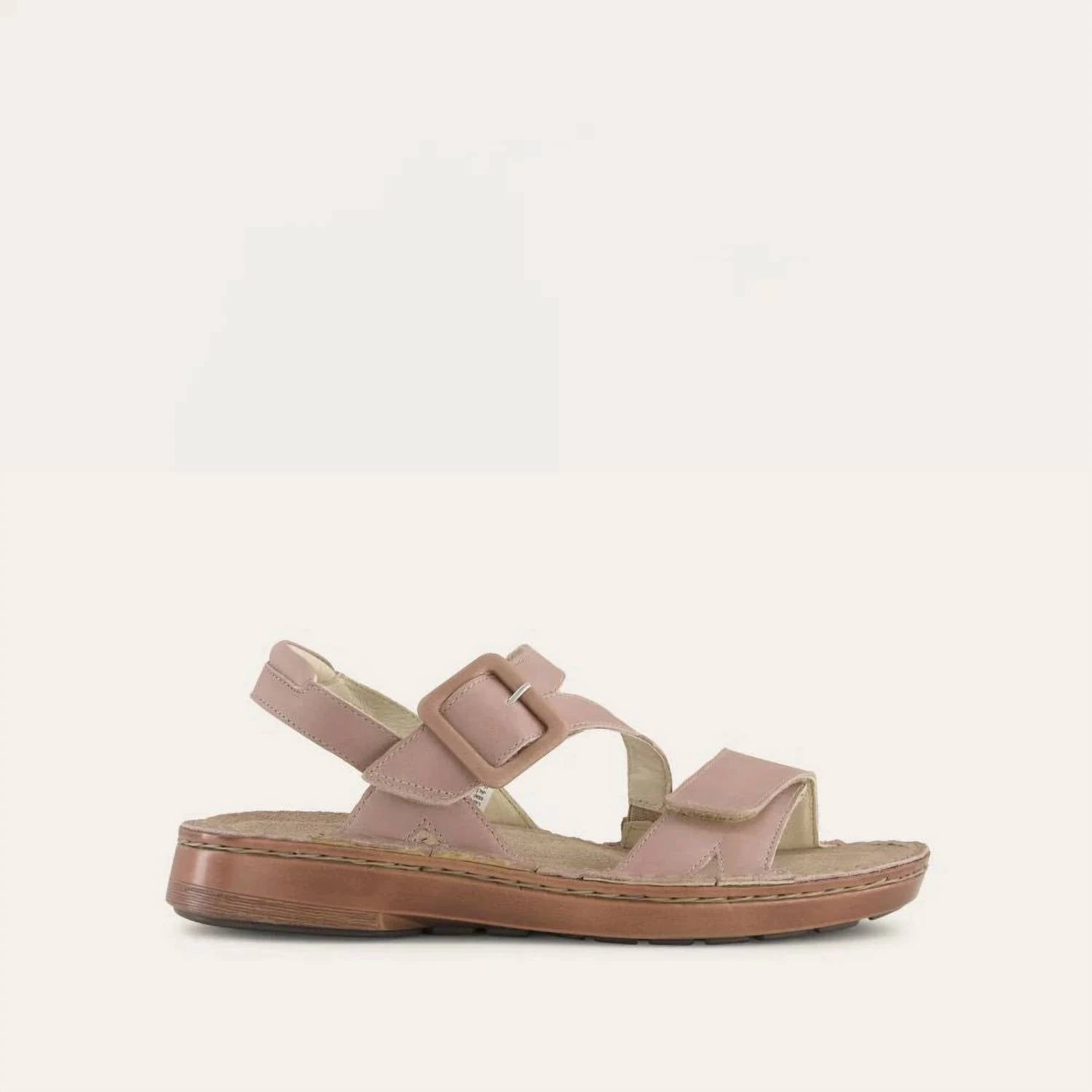 Women's Castelo Sandals - Wide In Khaki Beige Leather