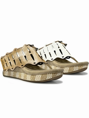 Women's Inca Wedge Sandal In White/tan