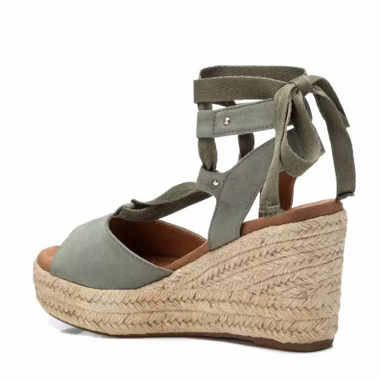 Women's Jute Wedge Sandals In Open Green