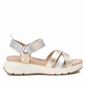 Women's Leather Sandals In Beige