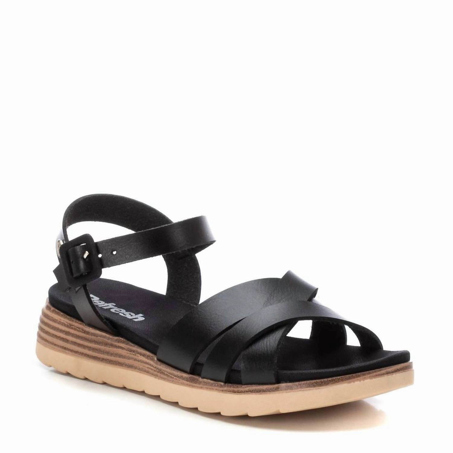 Women's Low Wedge Sandals In Black