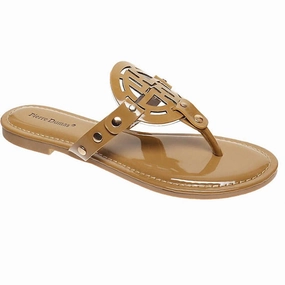 Women's Medallion Sandals In Mocha Patent