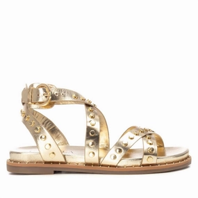 Women's Strapy Flat Sandals In Gold