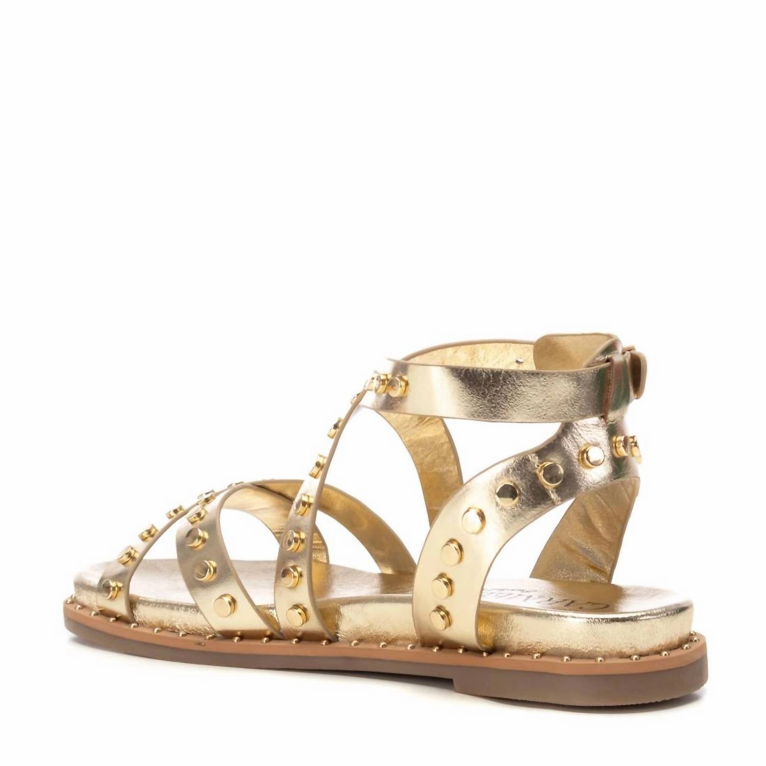 Women's Strapy Flat Sandals In Gold