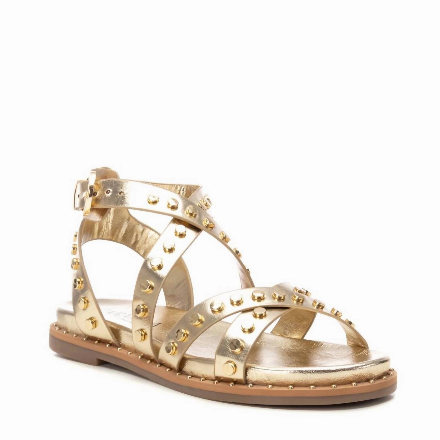 Women's Strapy Flat Sandals In Gold