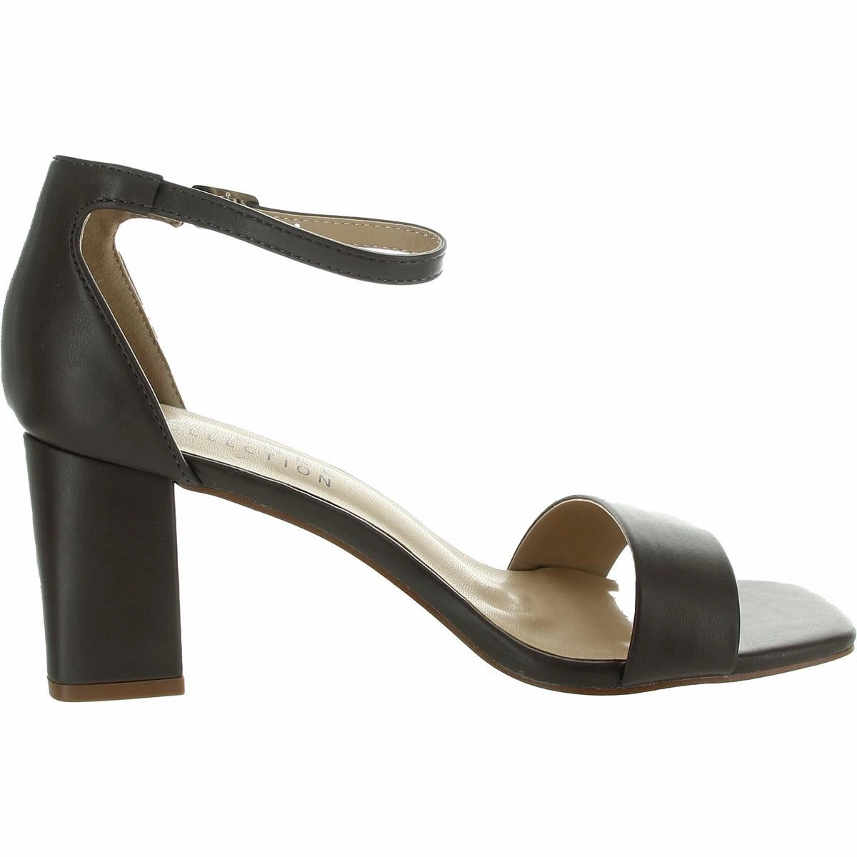 Womens Adjustable Faux Leather Block Heel