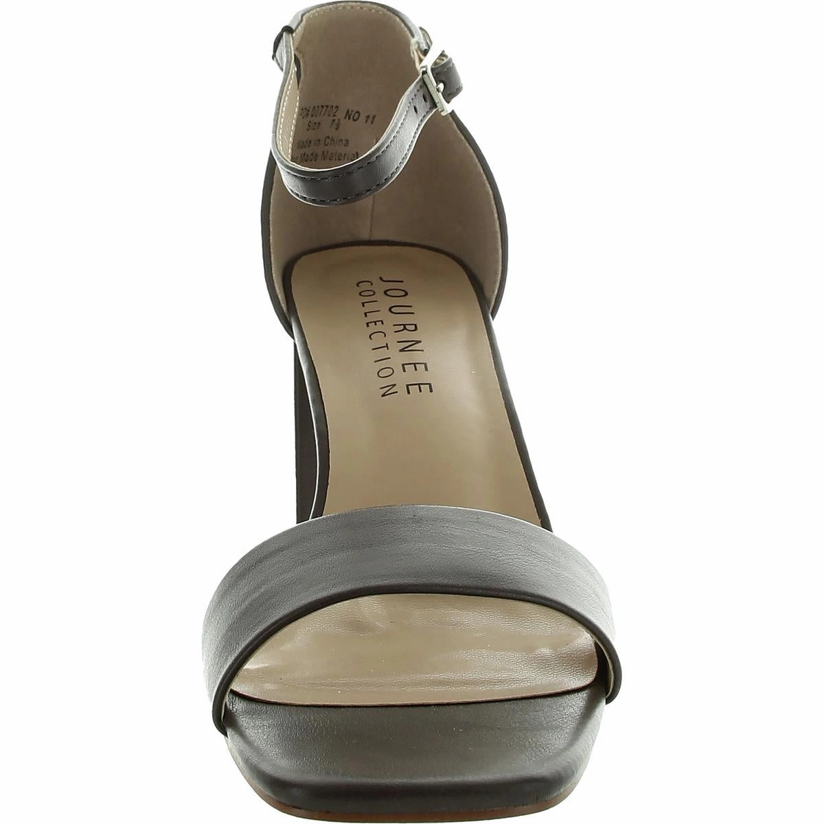 Womens Adjustable Faux Leather Block Heel