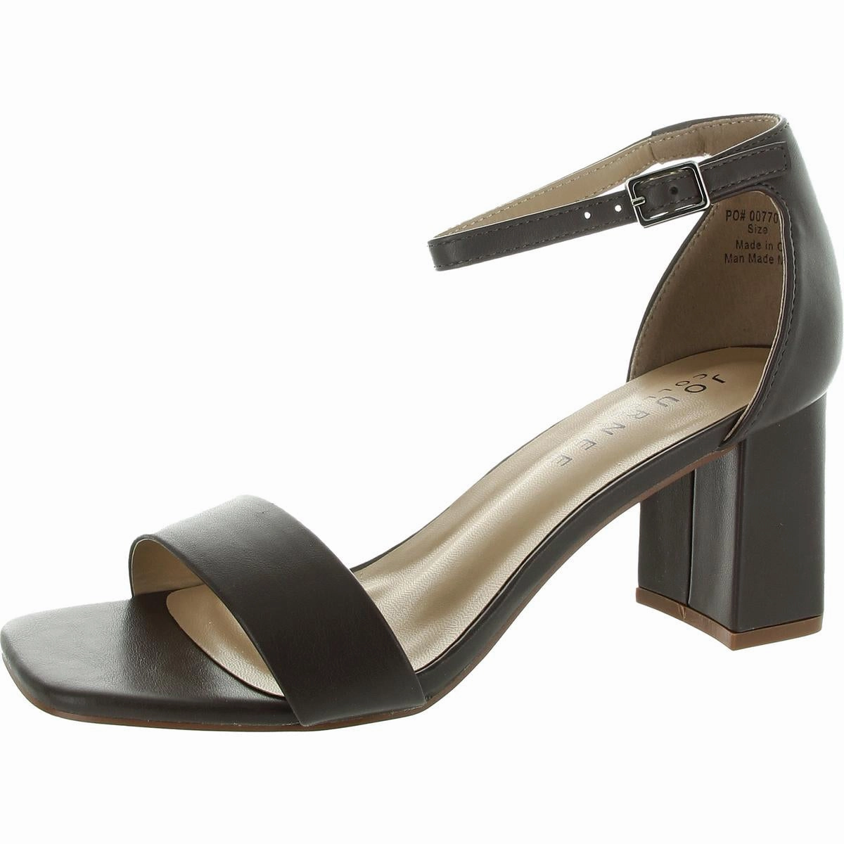 Womens Adjustable Faux Leather Block Heel