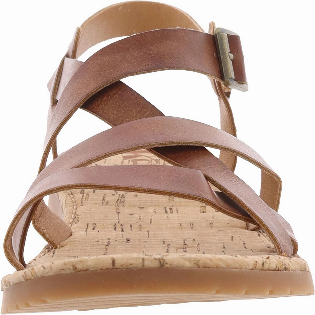 Womens Buckle Faux Leather Strappy Sandals