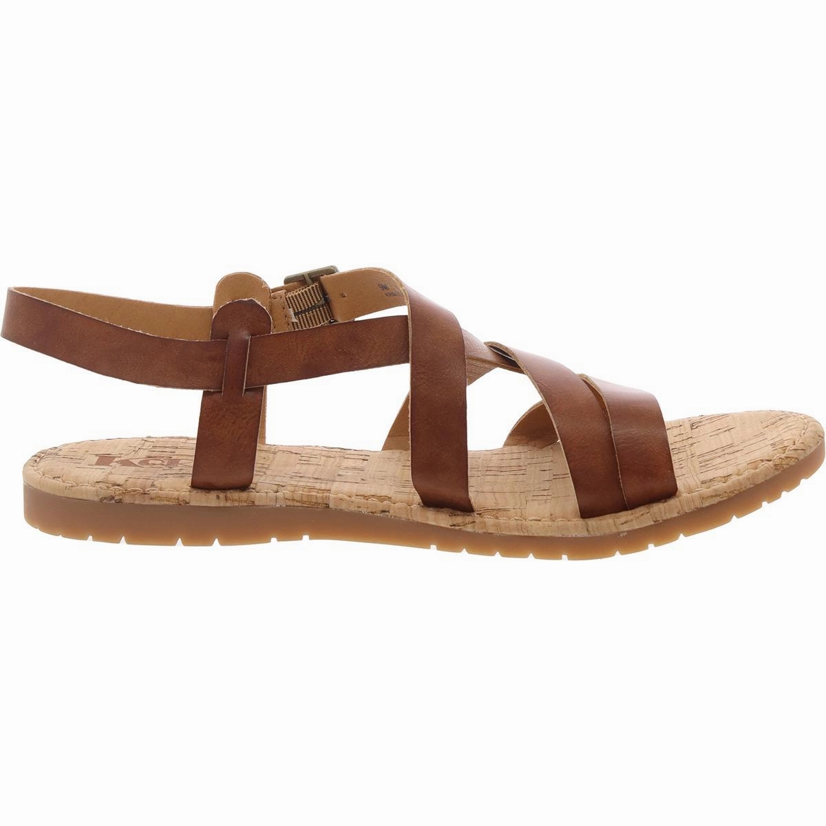 Womens Buckle Faux Leather Strappy Sandals