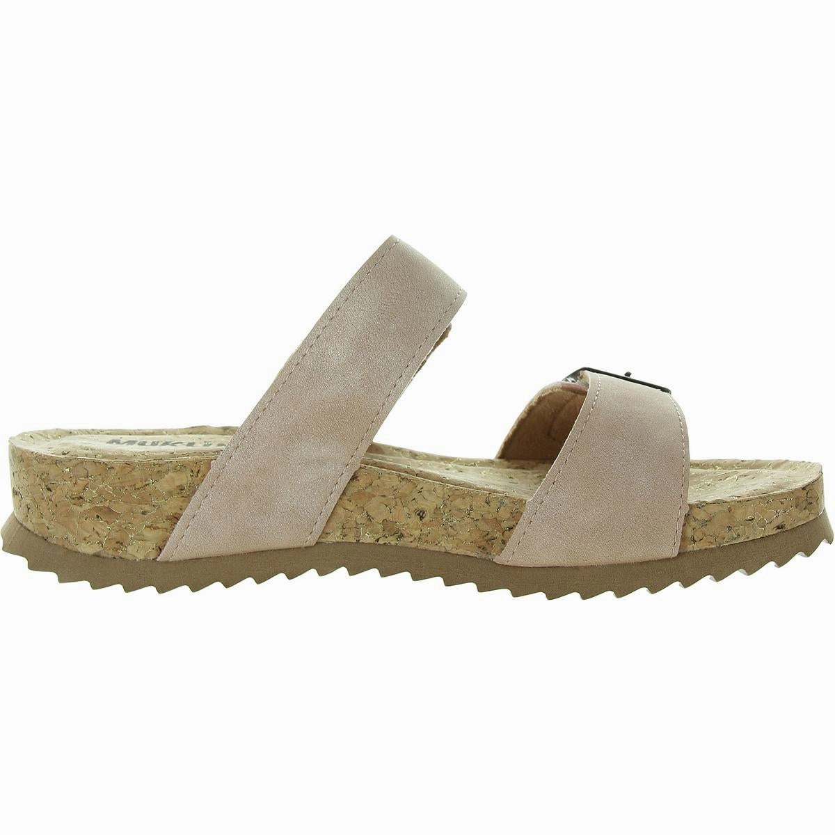 Womens Cork Faux Leather Slide Sandals