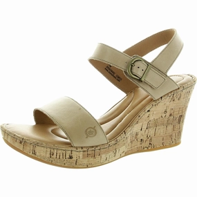 Womens Cork Leather Wedge Sandals