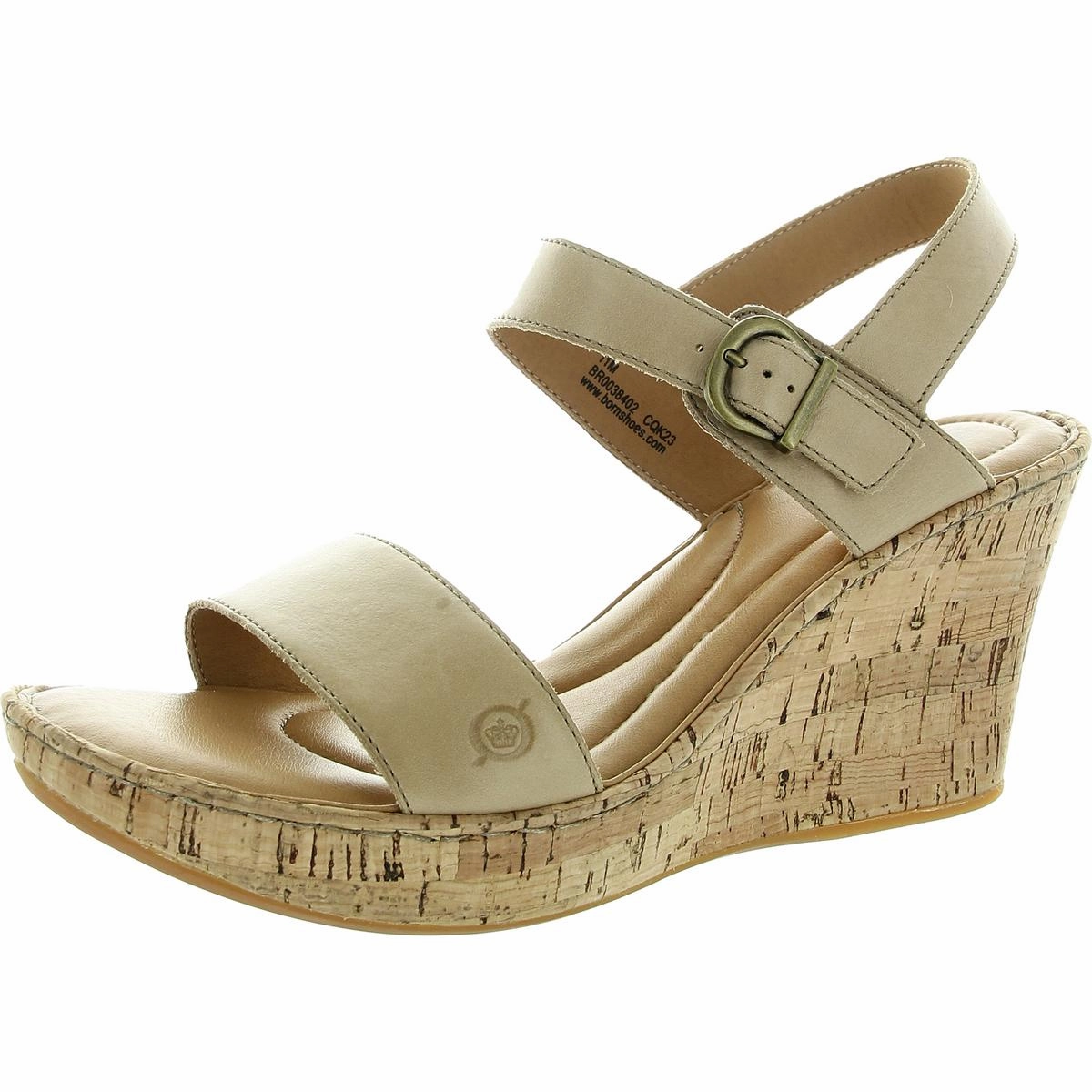Womens Cork Leather Wedge Sandals