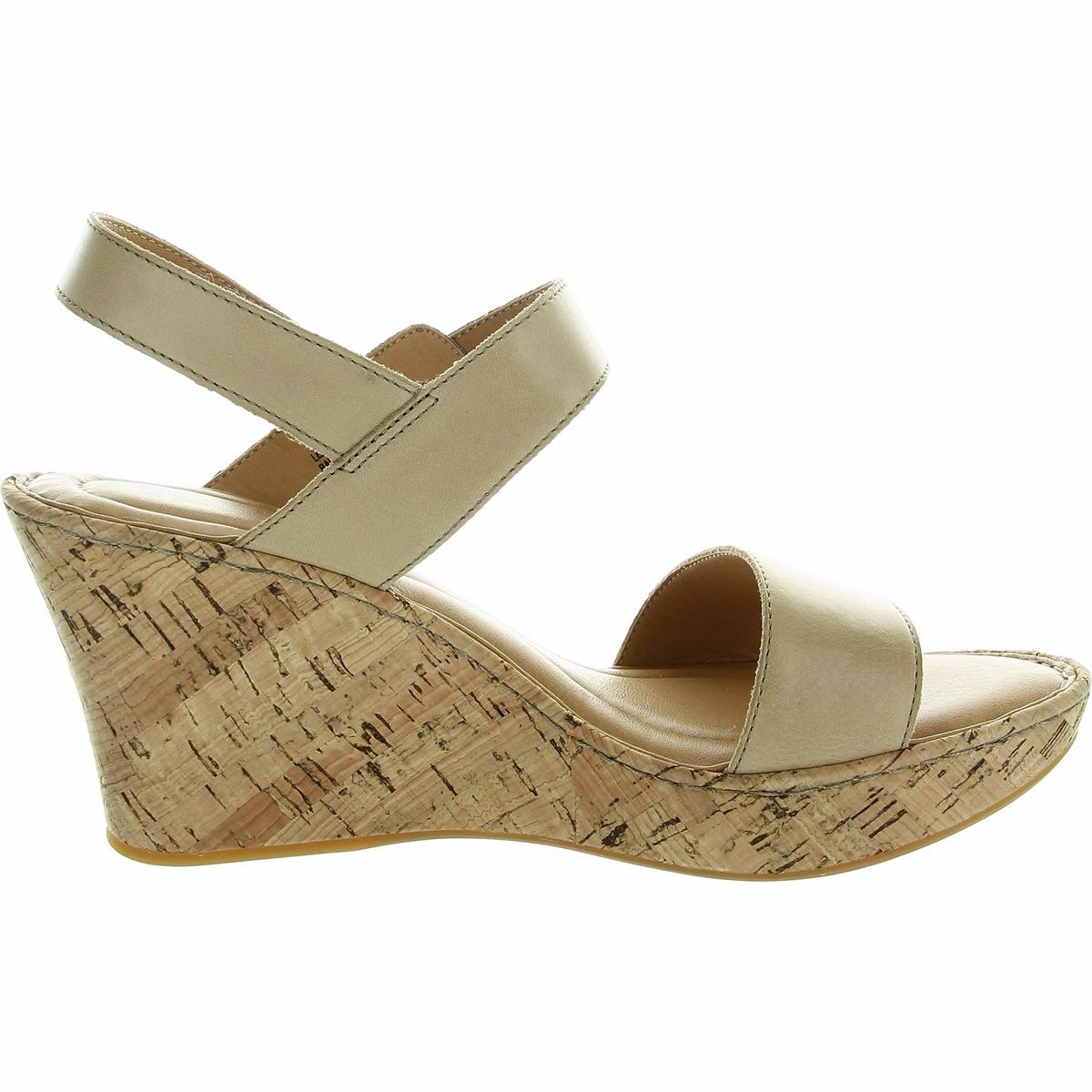 Womens Cork Leather Wedge Sandals