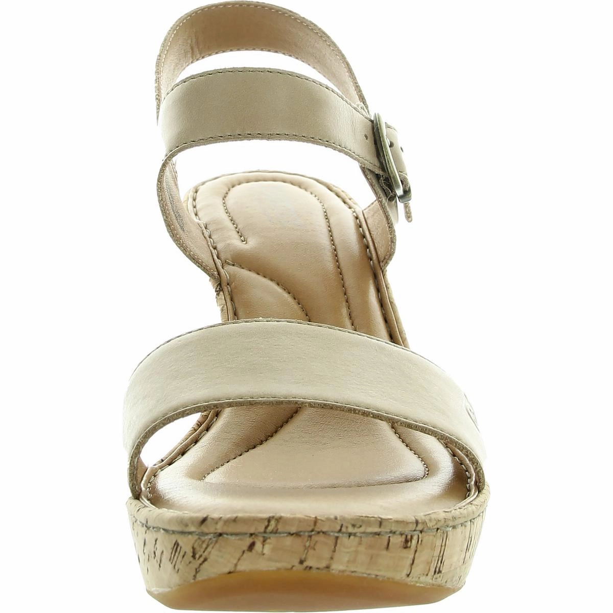 Womens Cork Leather Wedge Sandals