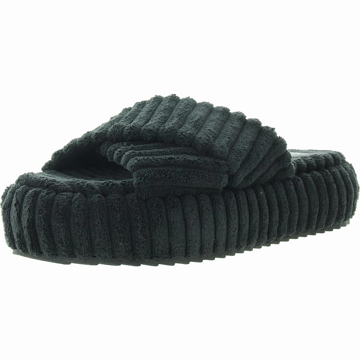 Womens Criss-Cross Fleece Platform Sandals