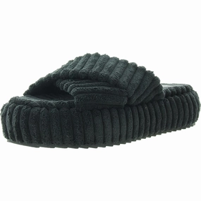 Womens Criss-Cross Fleece Platform Sandals